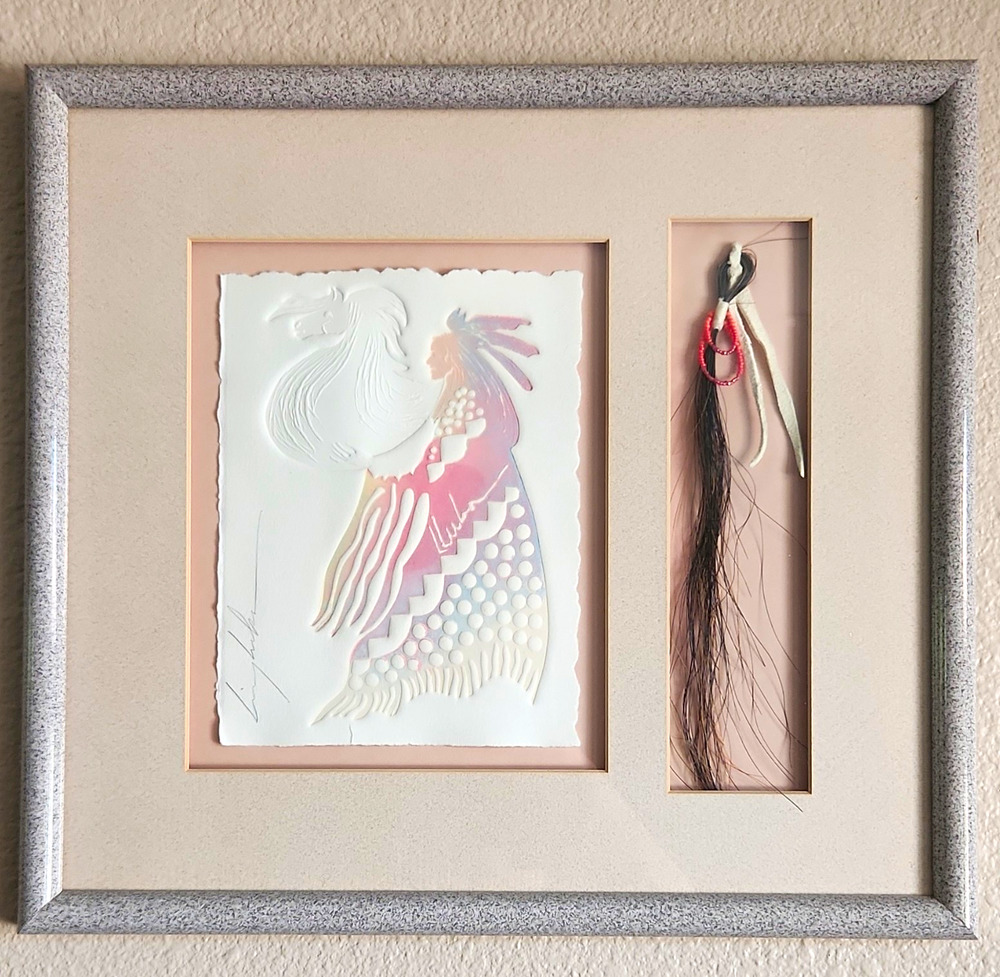 Beautiful Vintage King Kuka Signed Embossed Mixed Media Paper Art